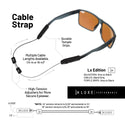 Luxe Performance Eyewear Cable Strap Grey & Black 16"